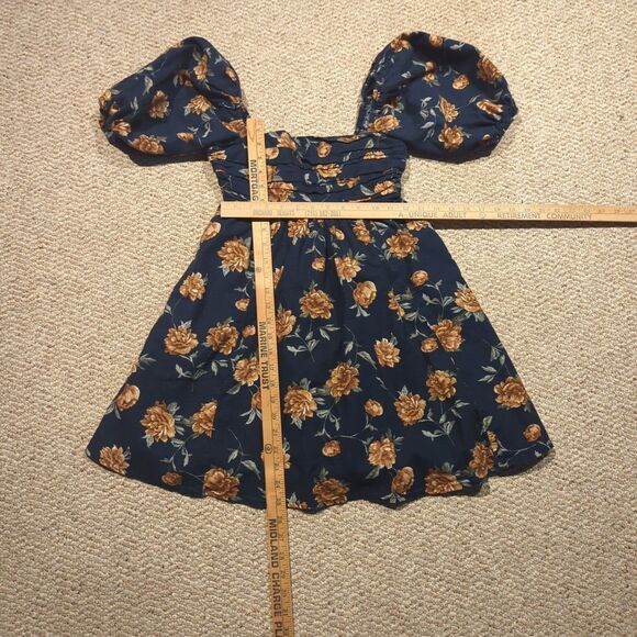 Abercrombie Fitch The A&F Emerson Linen Blend Puff Sleeve Mini Dress XS Floral - Picture 2 of 6